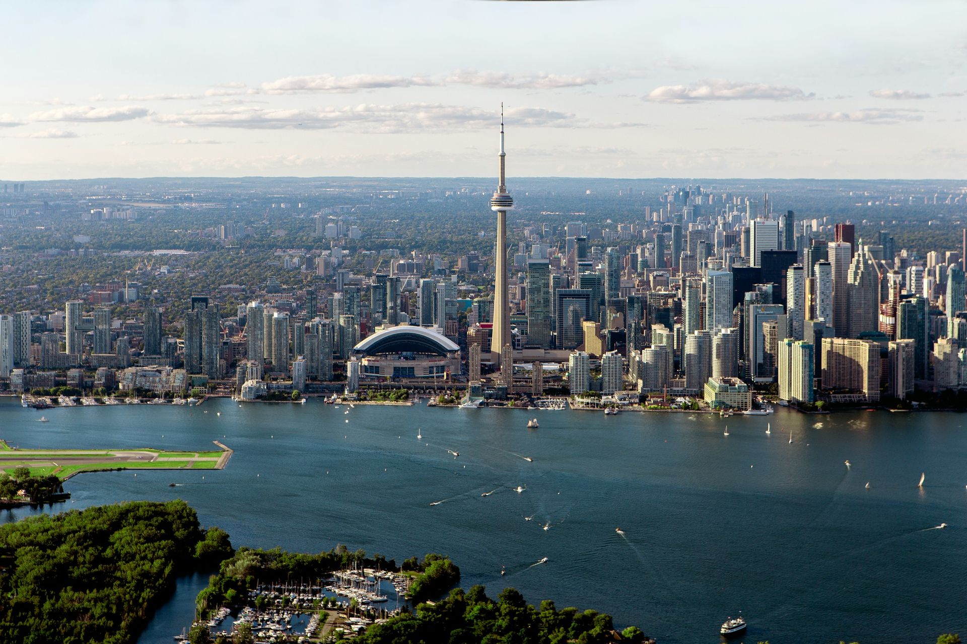 Aerial view of downtown Toronto and the waterfront